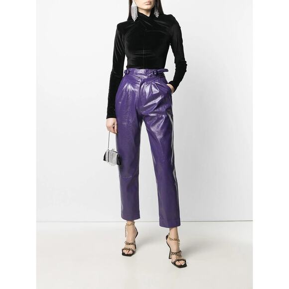 ROTATE BIRGER CHRISTENSEN Cropped Faux Leather Trousers - Picture 12 of 12